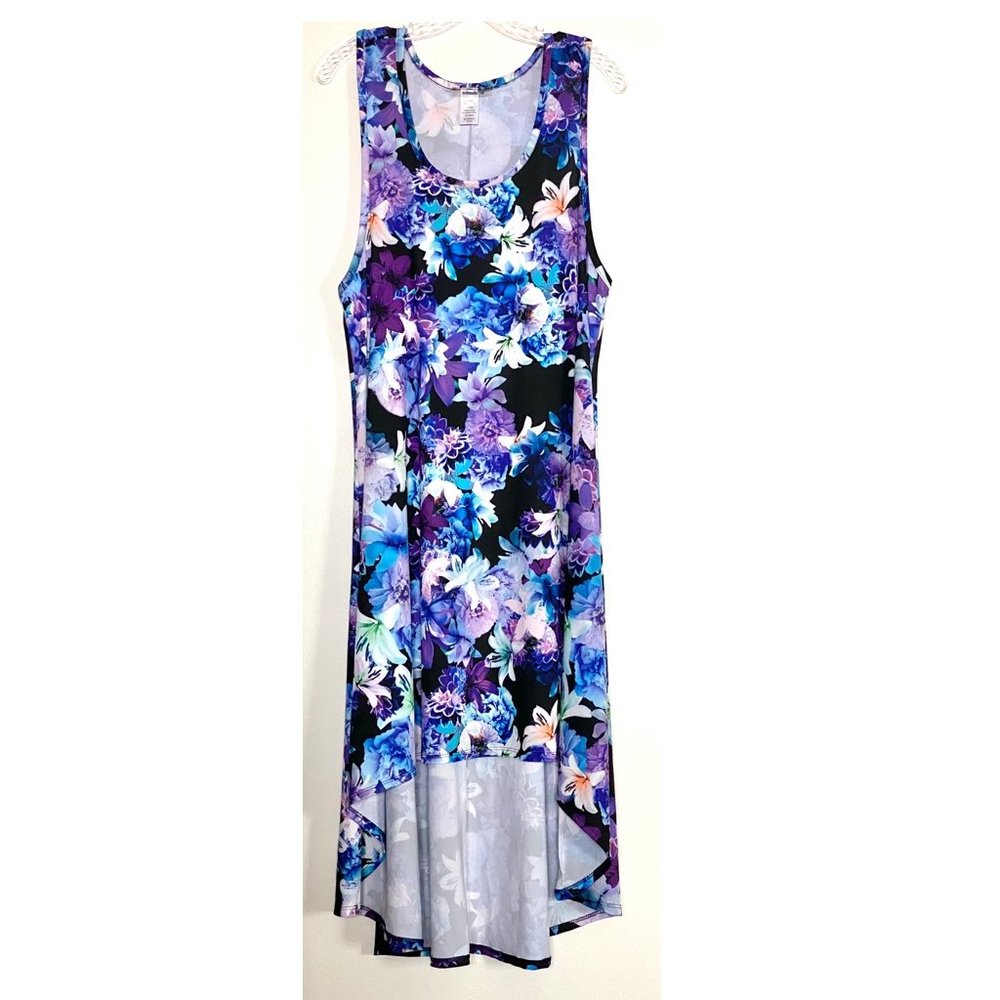 Floral Maxi Dress ~ Hi Low ~ Watercolor Purples & Blues ~ 22 / 24 - Picture 2 of 6